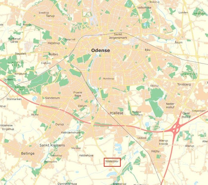 Odense - Volderslev. Kilde: Geodatastyrelsen
